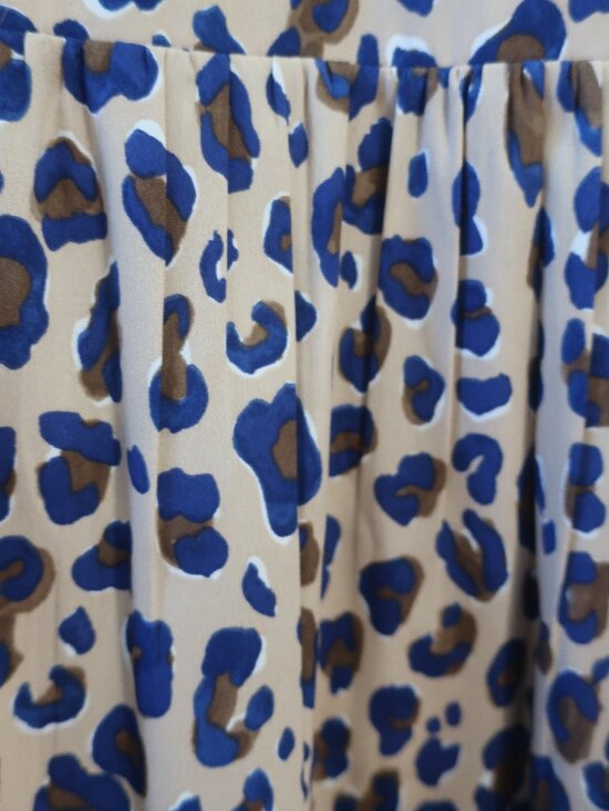 Womens Vineyard Vine Tan Blue (Item- 813) Leopard Print Tiered Mini Dress S - Picture 5 of 11